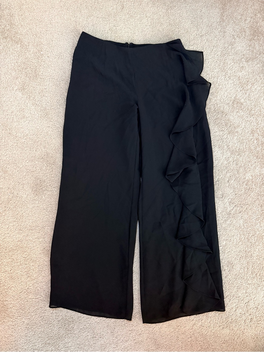 JS Boutique Black Wide-Leg Pants with Side Ruffle